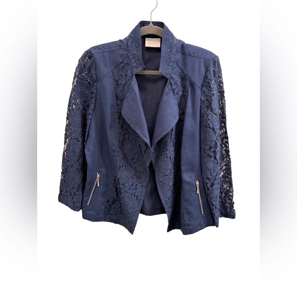 Chico's Midnight Blue Lace Blazer
